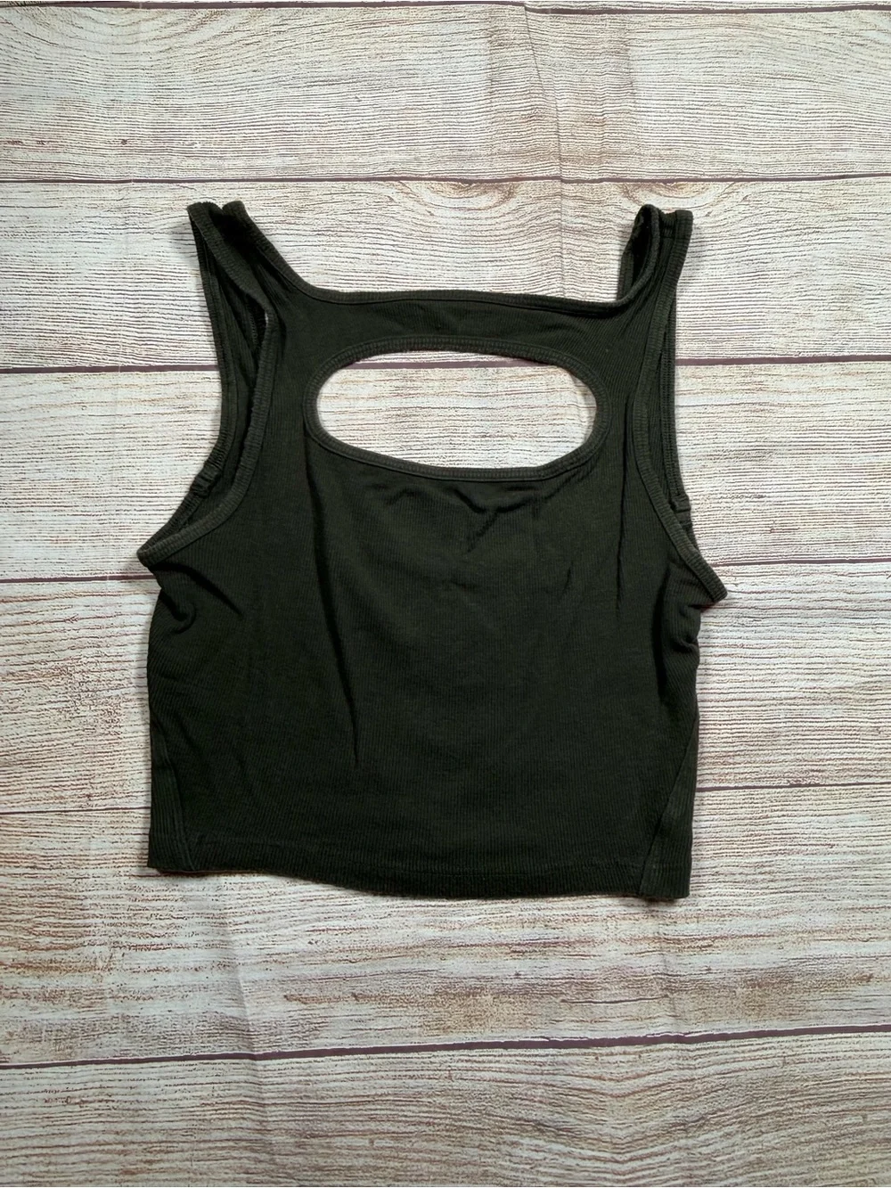 Lululemon LA Front Cut-Out Crop Tank - Olive Green